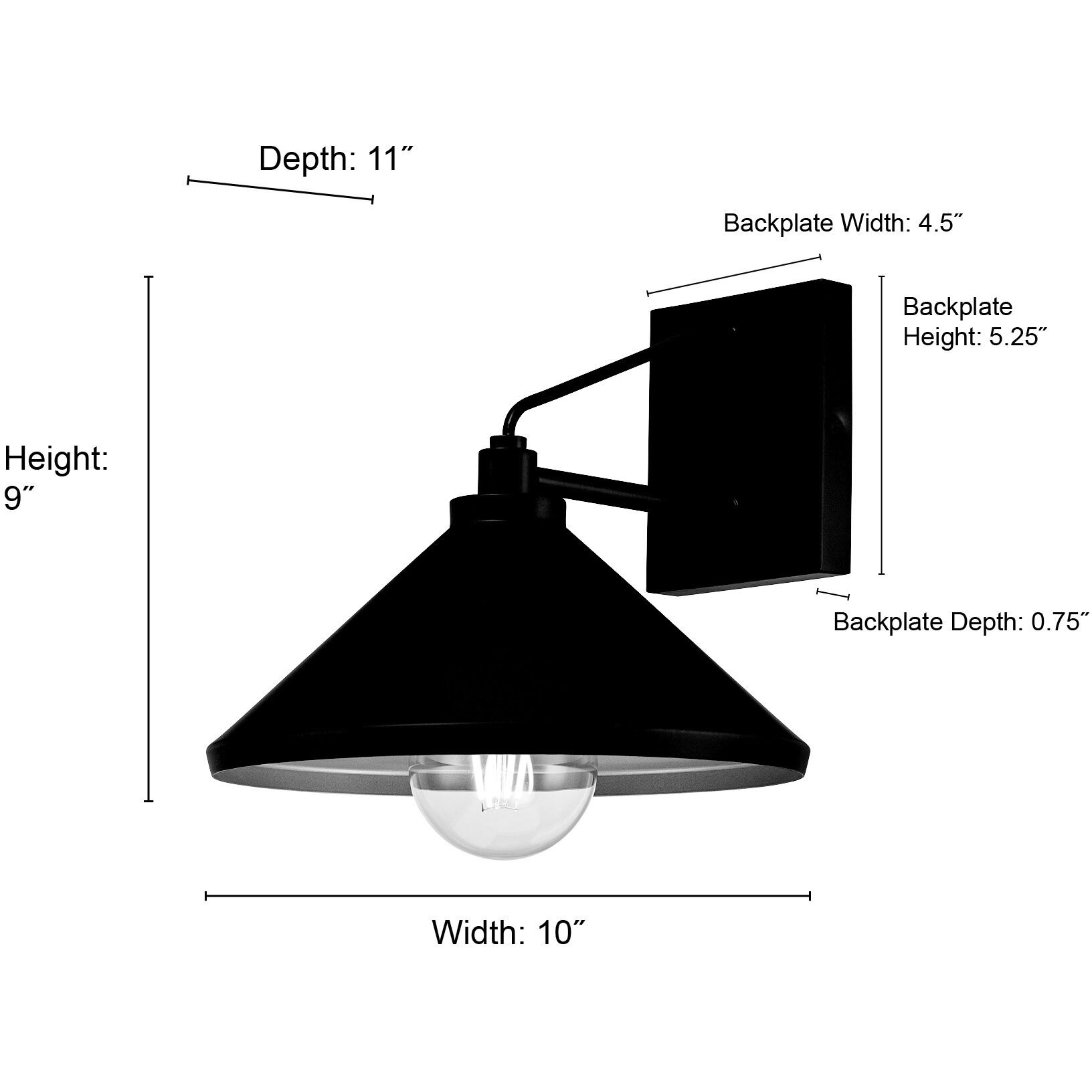 Vectra 1 Light 9 inch Powder Coated Black Outdoor Wall Sconce