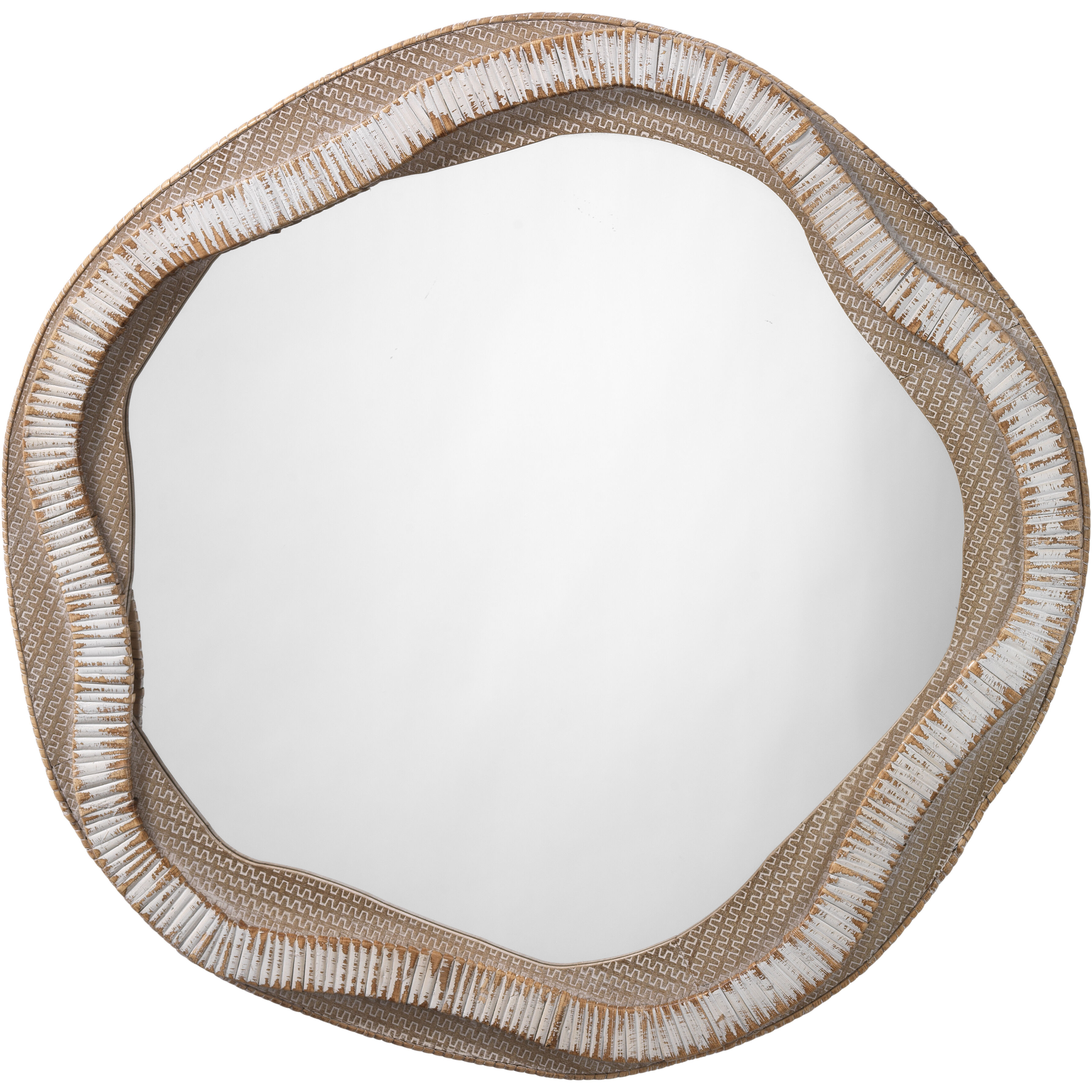 River Organic 27.75 X 27.75 inch Beige & Cream Rattan & Wood Mirror