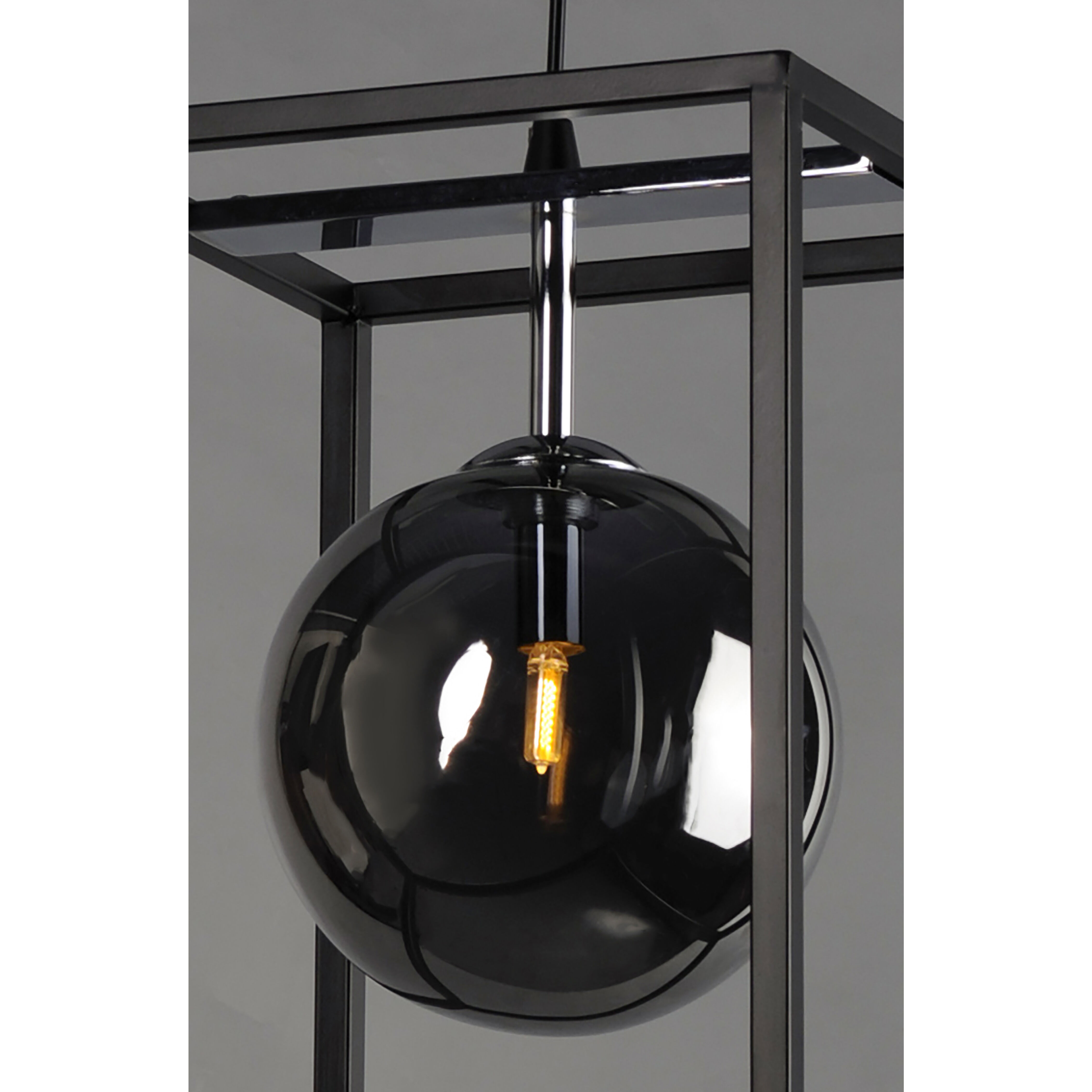 Fluid LED 9.75 inch Black/Polished Chrome Single Pendant Ceiling Light in Mirror Smoke, Black and Polished Chrome