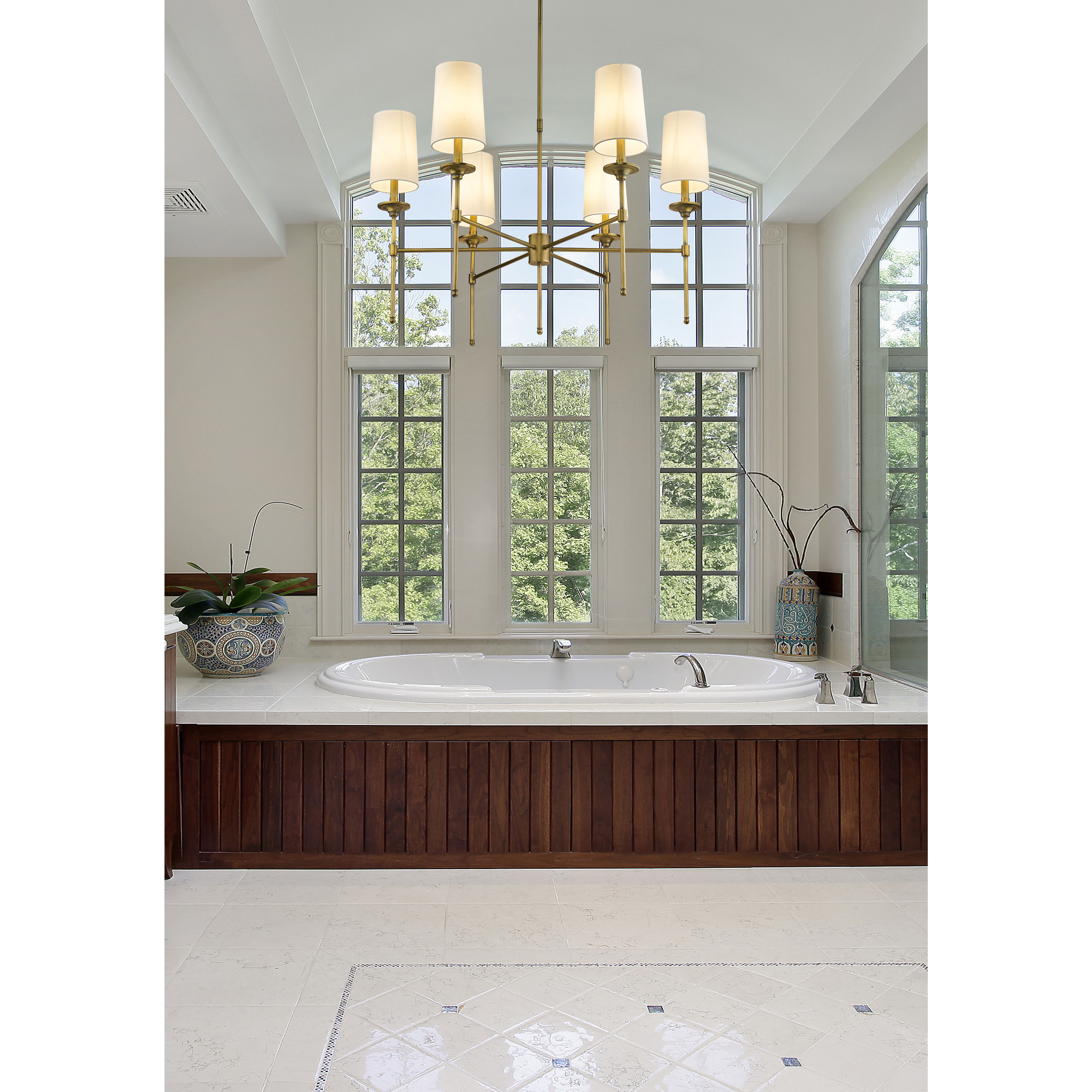 Emily 6 Light 38 inch Rubbed Brass Chandelier Ceiling Light