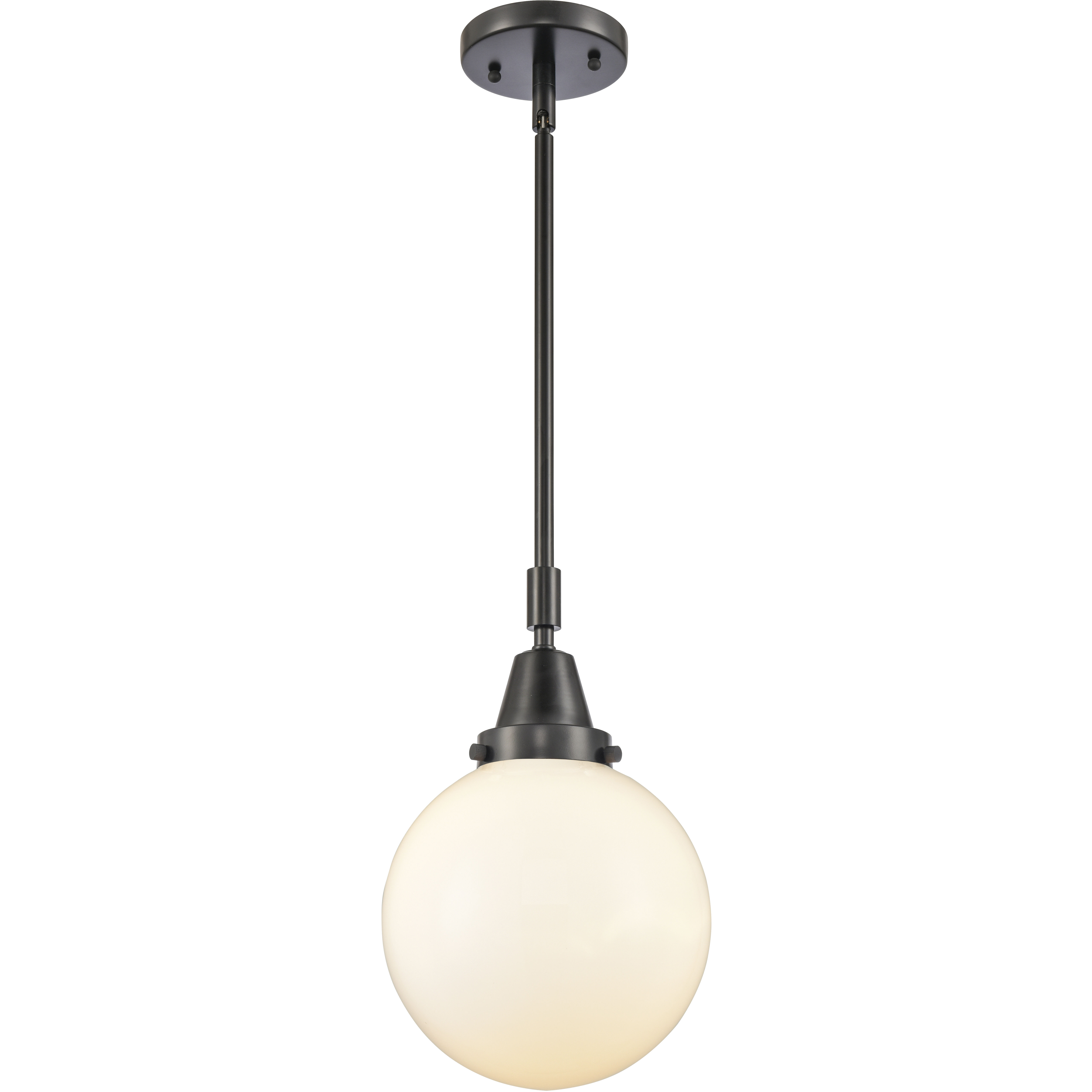 Beacon 1 Light 8 inch Matte Black Mini Pendant Ceiling Light in Matte White Glass