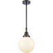 Beacon 1 Light 8 inch Matte Black Mini Pendant Ceiling Light in Matte White Glass