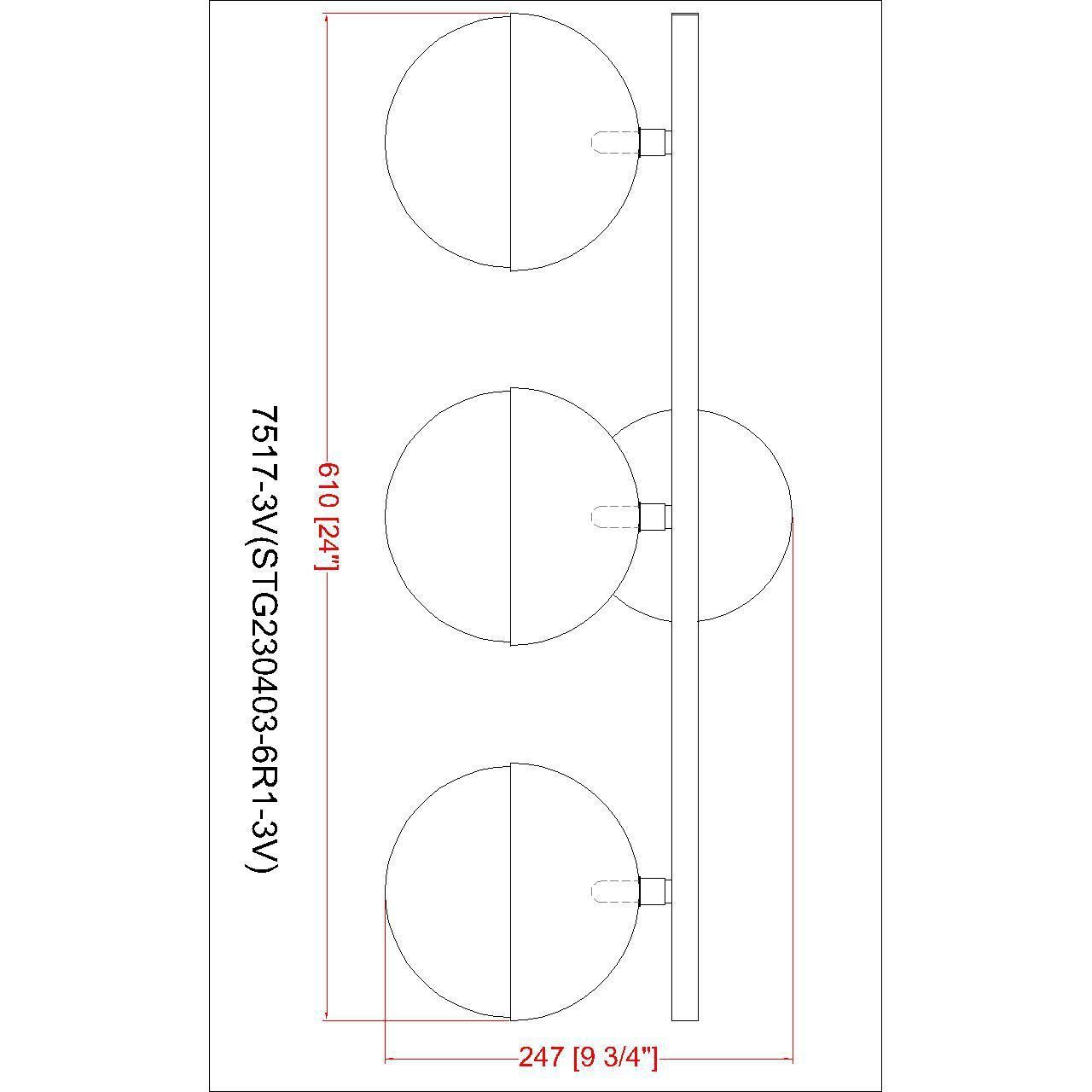 Realm Sphere 3 Light 24 inch Brushed Nickel Bath Vanity Wall Light