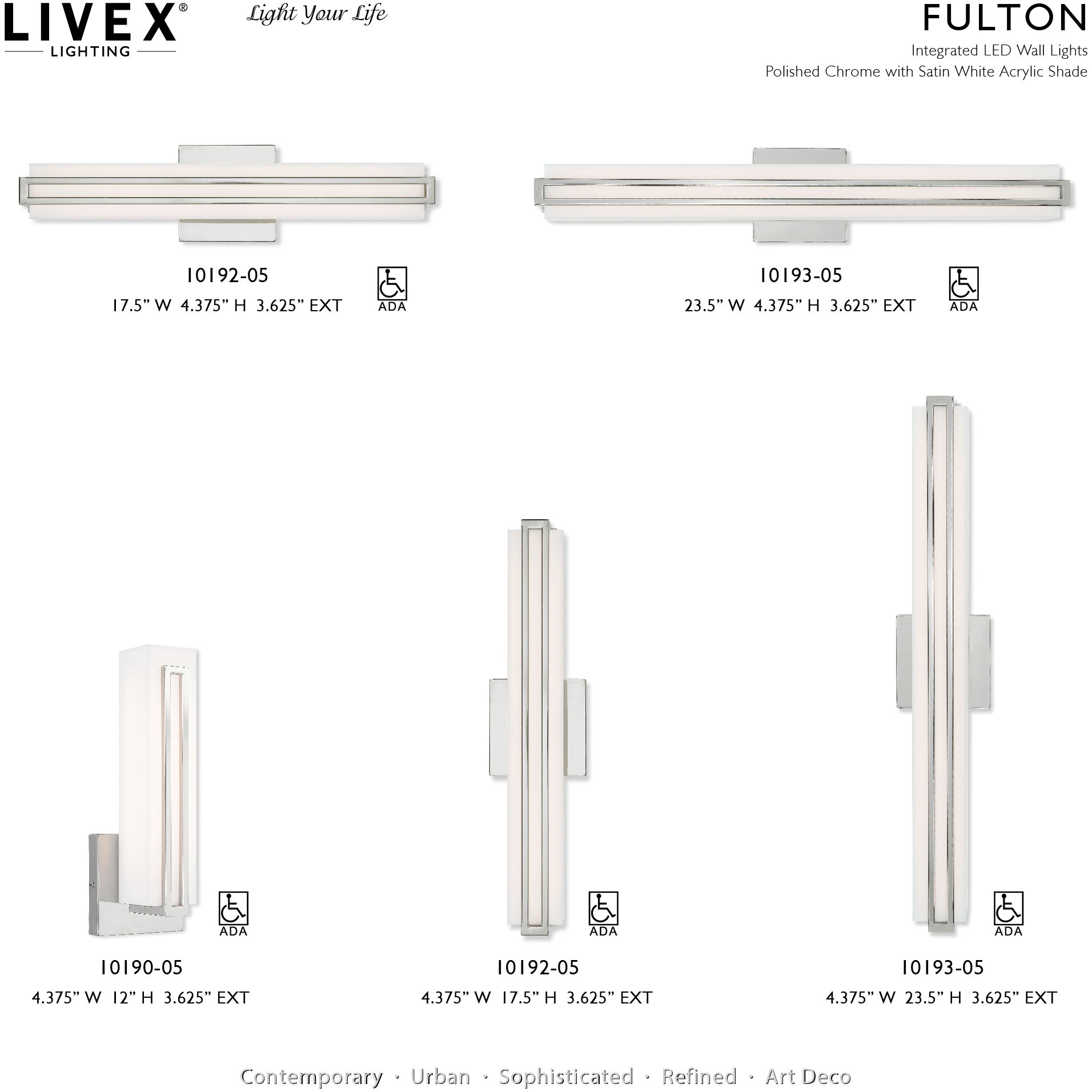 Fulton LED 4 inch Polished Chrome ADA ADA Wall Sconce Wall Light