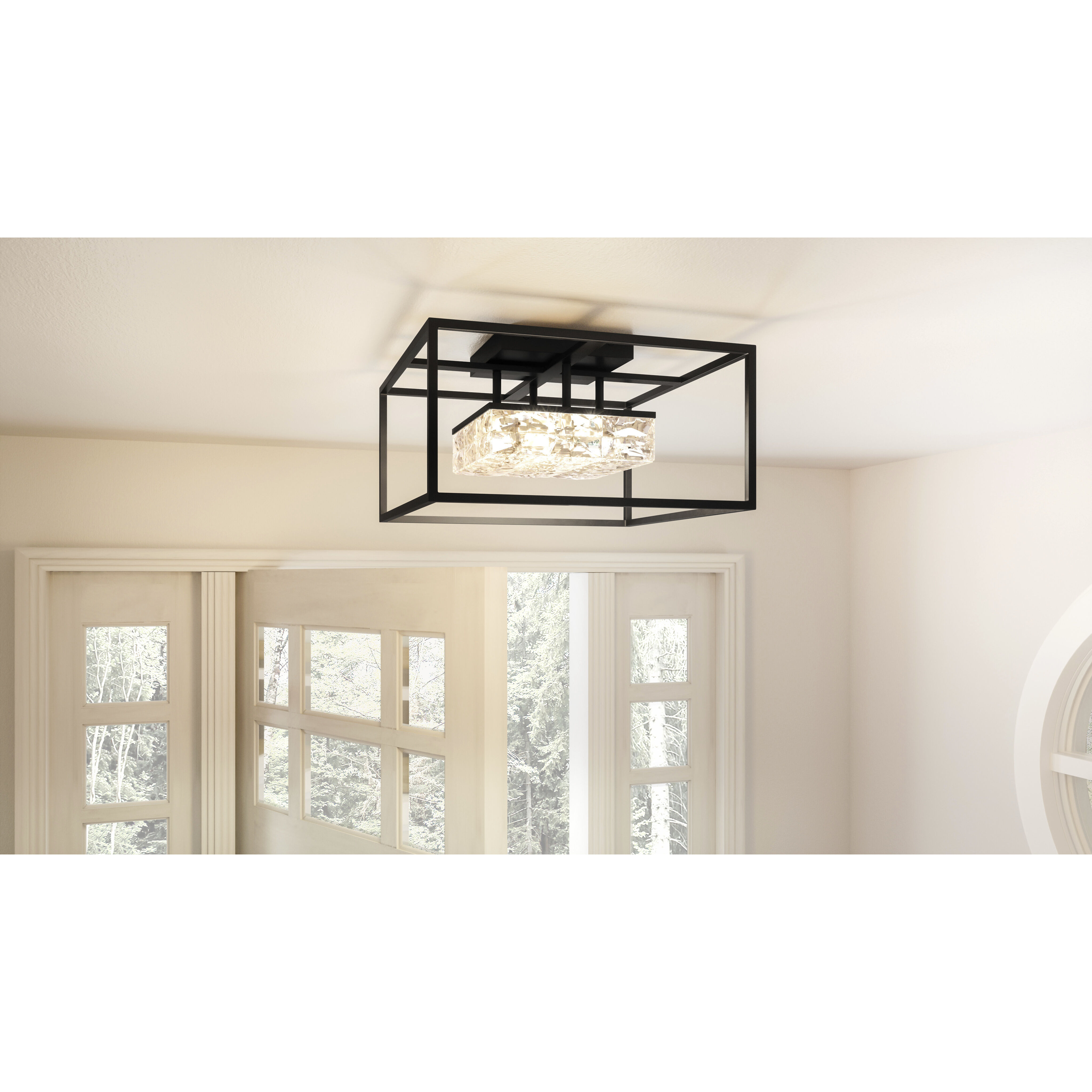 Dazzle LED 16 inch Matte Black Semi-Flush Mount Ceiling Light