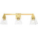 Mission 3 Light 25 inch Polished Brass Vanity Sconce Wall Light