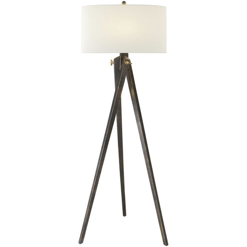 Chapman & Myers Tripod 61 inch 150.00 watt Tudor Brown Stain Floor Lamp Portable Light in Linen