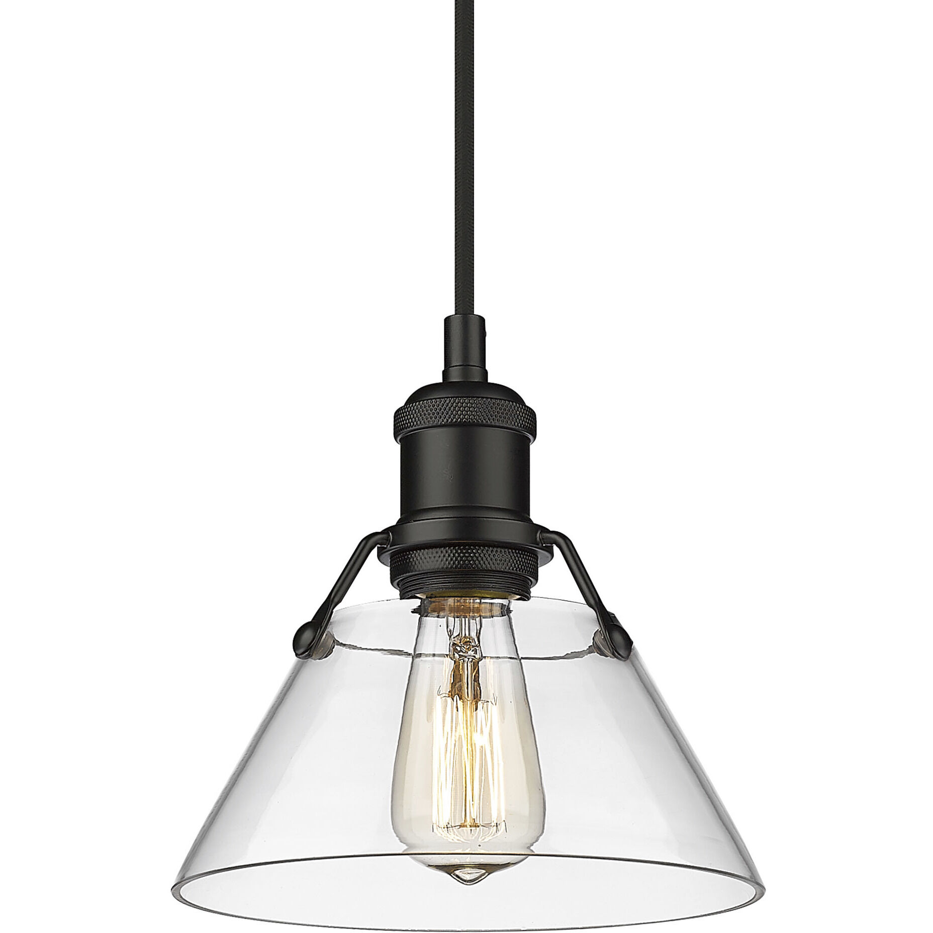 Yep Orwell Pendant Ceiling Light in Matte Black, Clear Glass