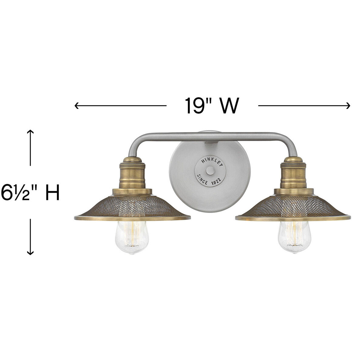Rigby 2 Light 19 inch Antique Nickel with Heritage Brass Vanity Light Wall Light