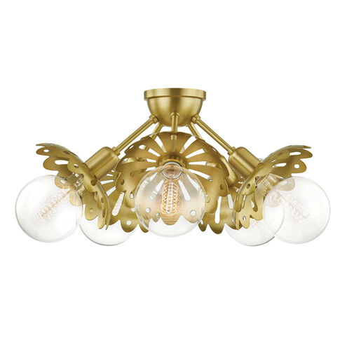 Alyssa 5 Light 24 inch Aged Brass Semi Flush Ceiling Light