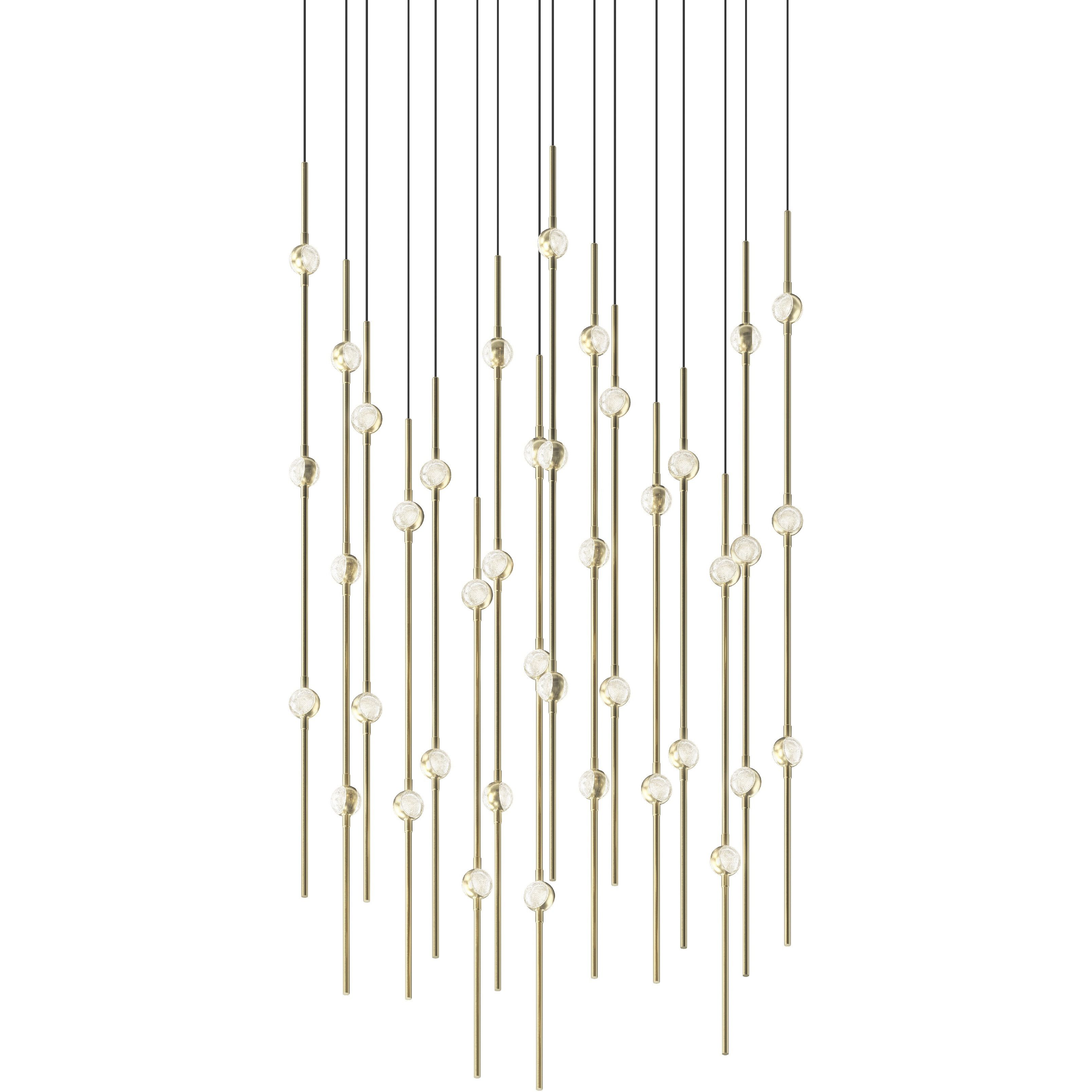 Constellation Aries LED 21.5 inch Satin Brass Pendant Ceiling Light in 2700K, Clear Faceted Acrylic, 10 FT. Cord