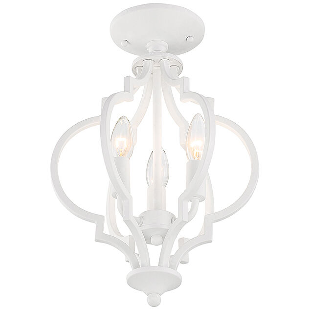 Transitional 3 Light 11 inch Bisque White Convertible Semi-Flush or Pendant Ceiling Light