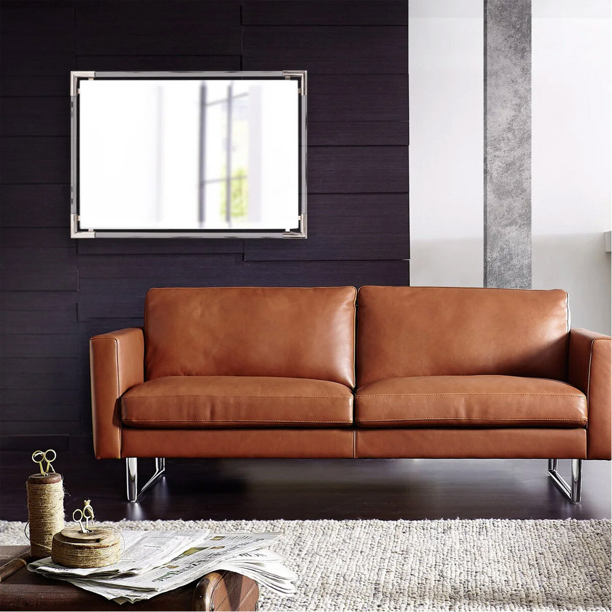 Elsie 39 X 27 inch Clear Acrylic with Stainless Steel Accents Wall Mirror