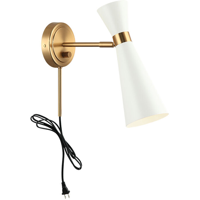 Blaze Wall Sconce Wall Light in Aged Gold Brass and White