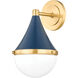 Ciara 1 Light 7 inch Aged Brass and Soft Navy Wall Sconce Wall Light