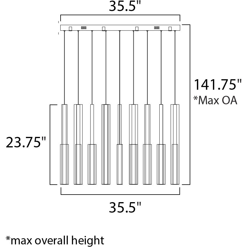 Flute LED 35.5 inch Multi-Plated Linear Pendant Ceiling Light