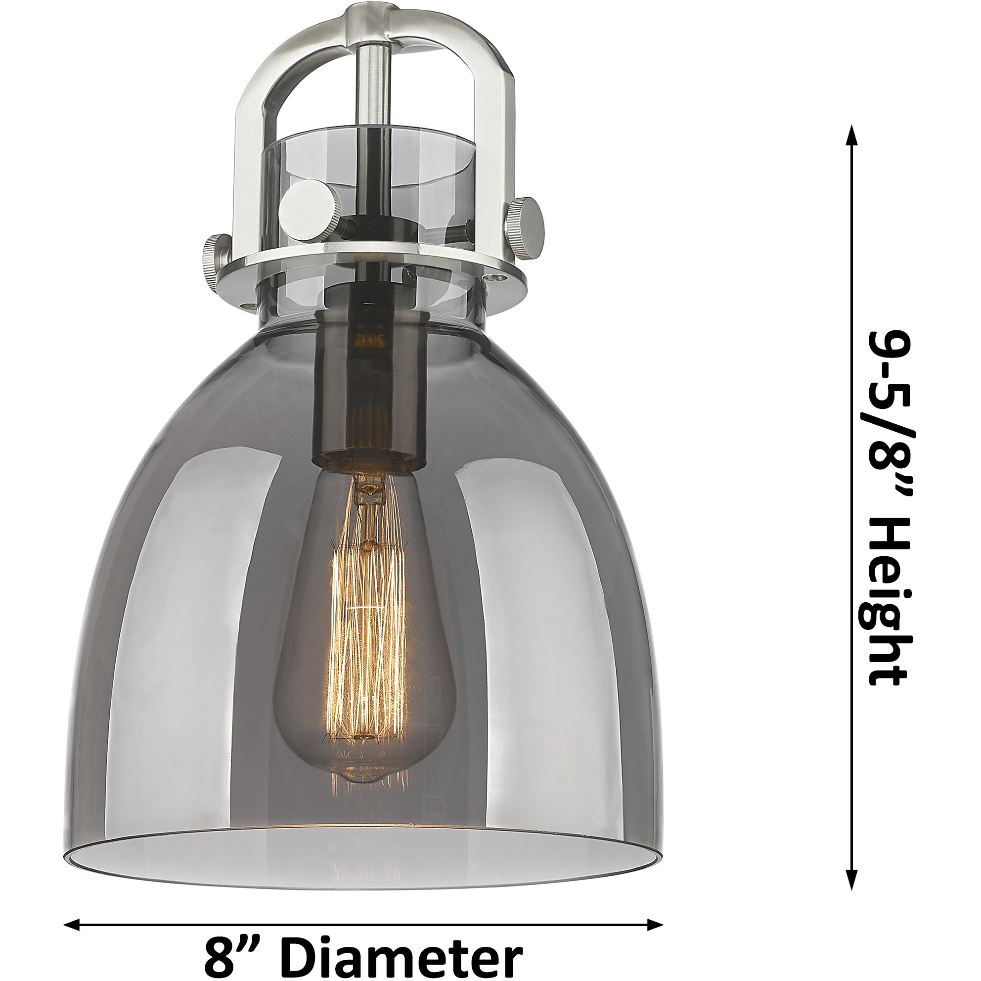Newton Bell 1 Light 8 inch Brushed Brass Mini Pendant Ceiling Light in Mercury Glass