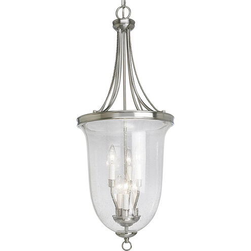 Seeded Glass 6 Light 14 inch Brushed Nickel Hall & Foyer Ceiling Light