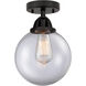 Nouveau 2 Beacon 1 Light 8 inch Matte Black Semi-Flush Mount Ceiling Light in Clear Glass