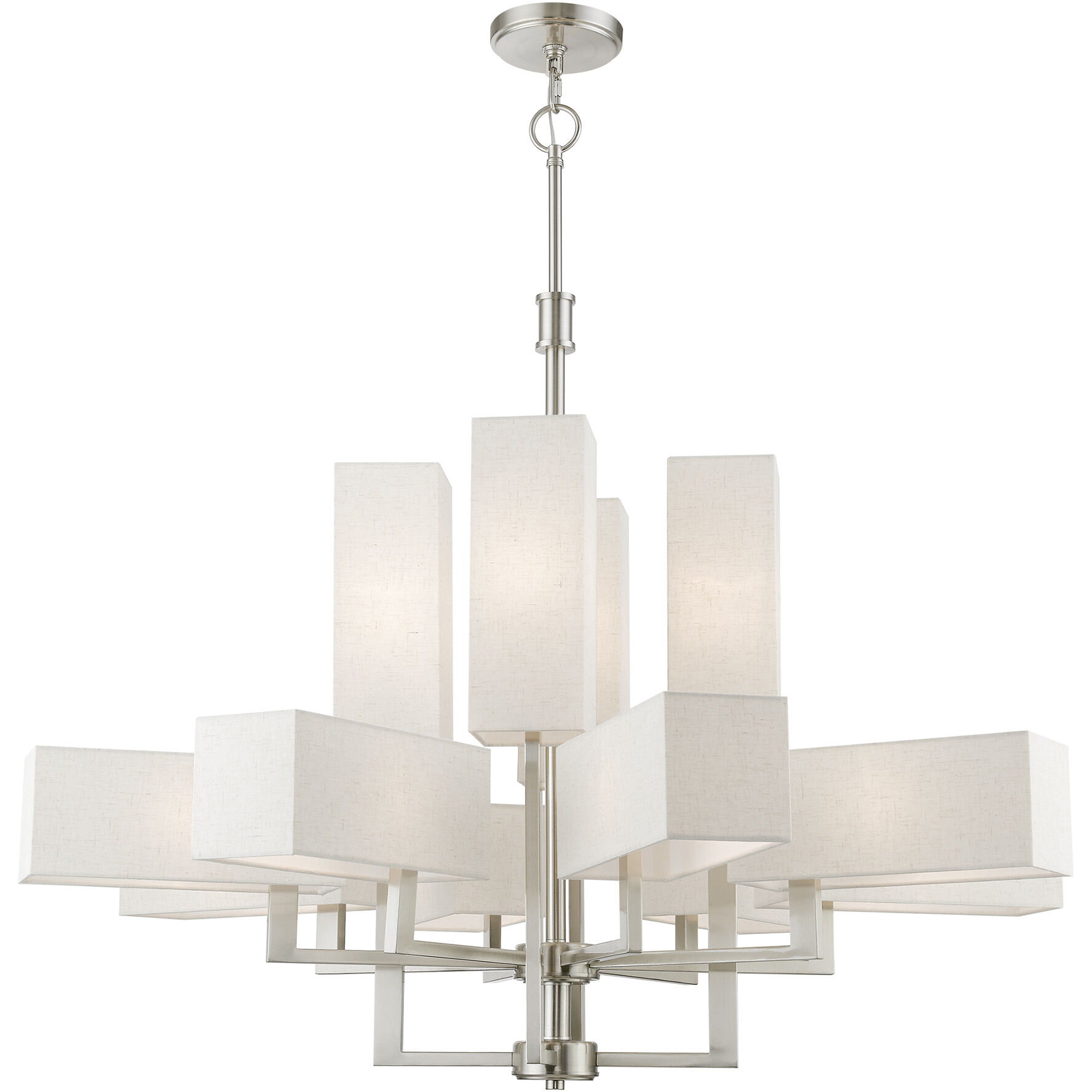Rubix 12 Light 44 inch Brushed Nickel Foyer Chandelier Ceiling Light, Extra Large