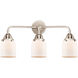 Nouveau 2 Small Bell 3 Light 23 inch Polished Nickel Bath Vanity Light Wall Light in Matte White Glass