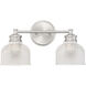 Transitional 2 Light 16 inch Brushed Nickel Bathroom Vanity Light Wall Light