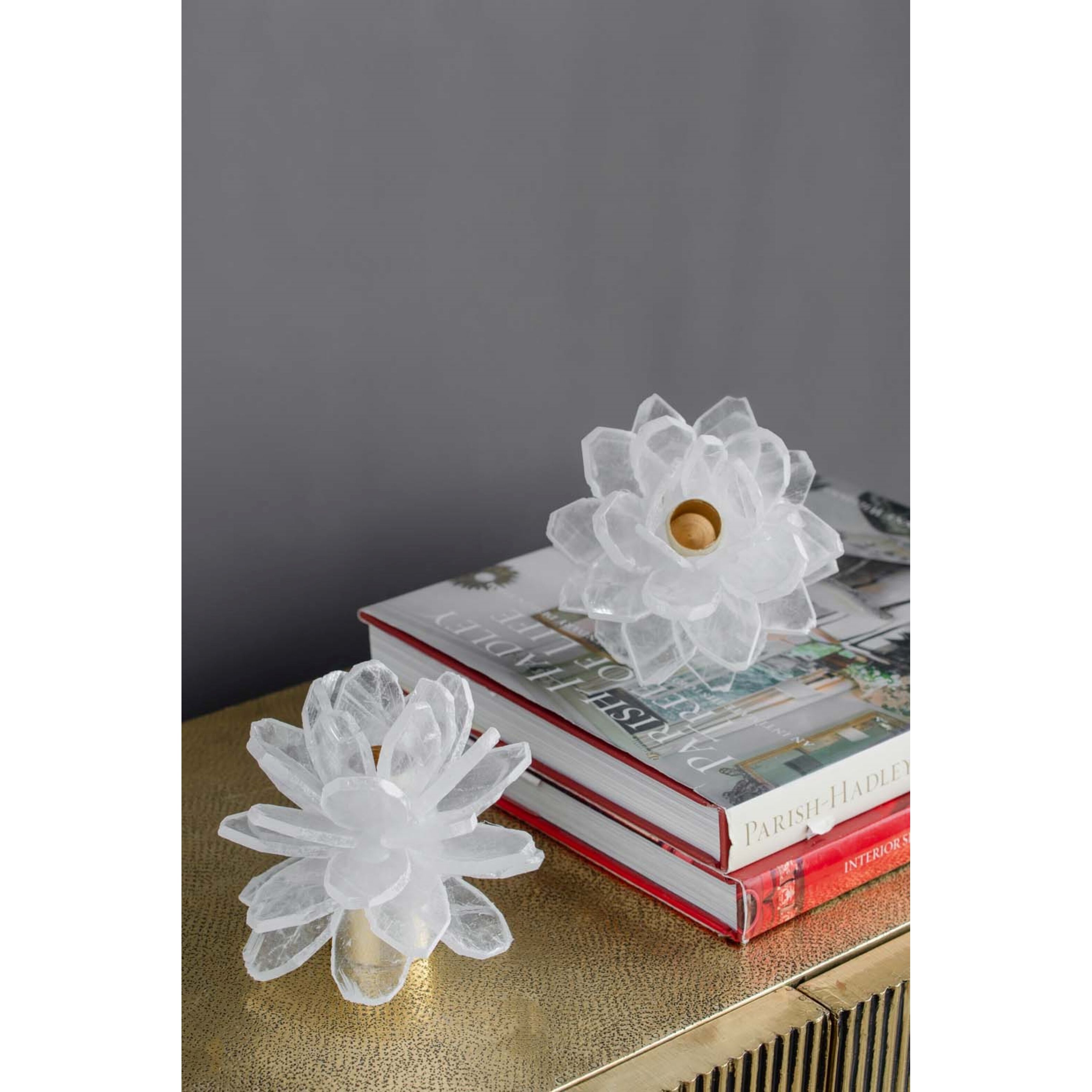 Selenite Stone 5.5 X 4.5 inch Candle Holder