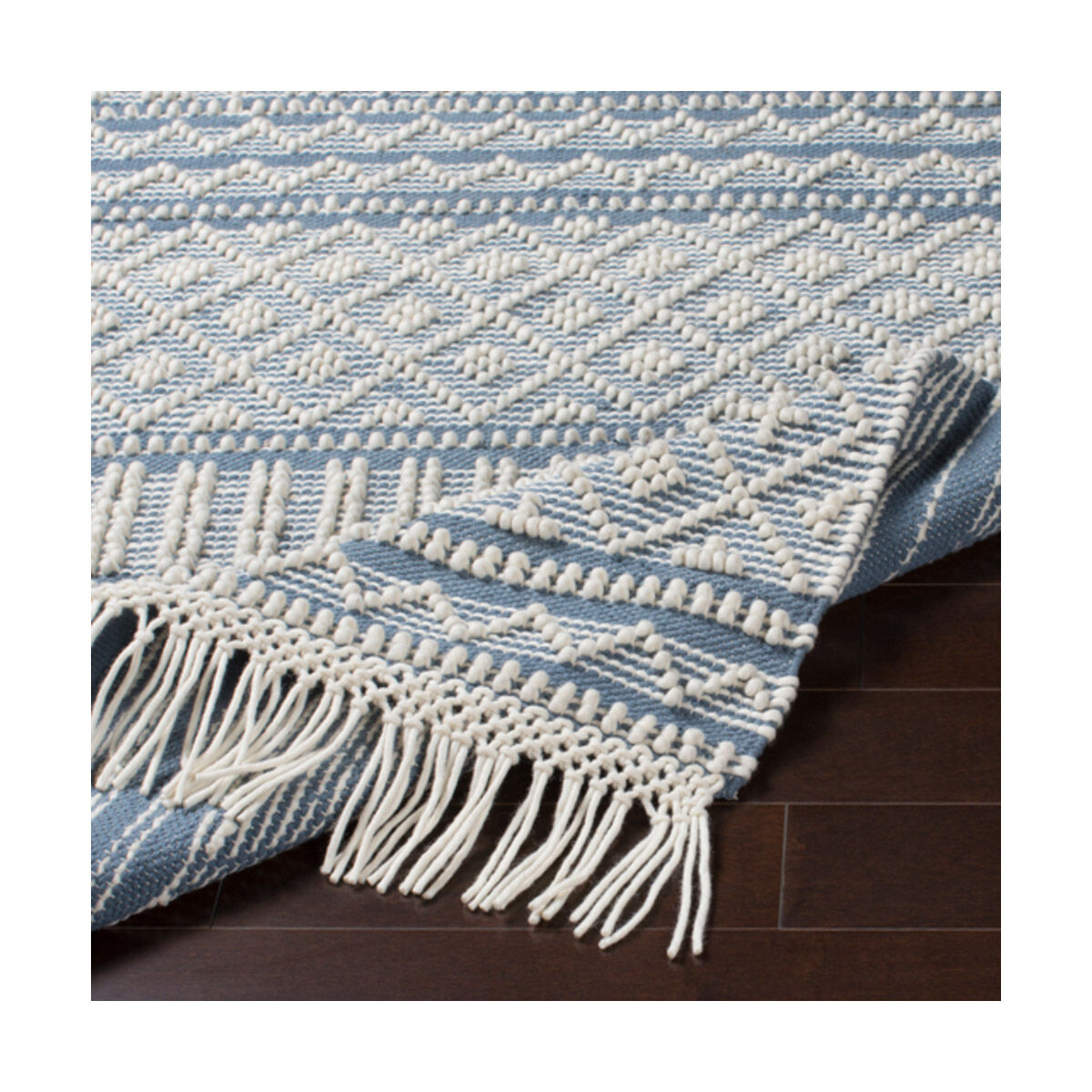 Farmhouse Tassels 96 X 30 inch Blue Rug in 2.5 x 8, Runner