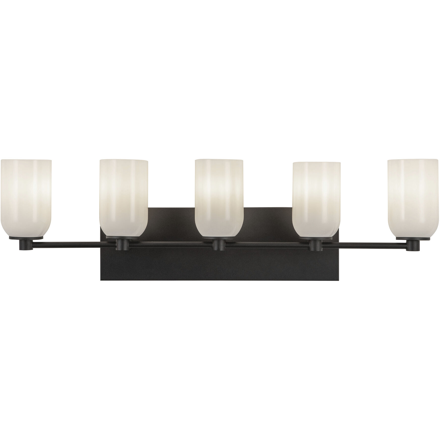 Nola Bath Vanity Light Wall Light in Black, Glossy Opal Glass Shade