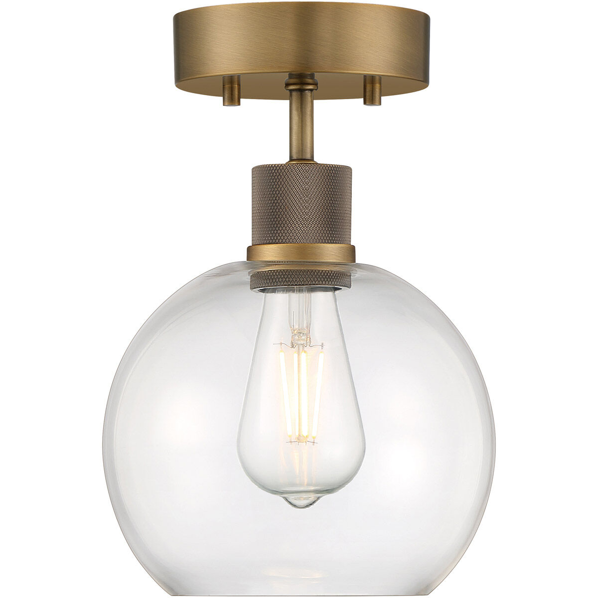 Port Nine LED 8 inch Antique Brushed Brass Semi-Flush Ceiling Light