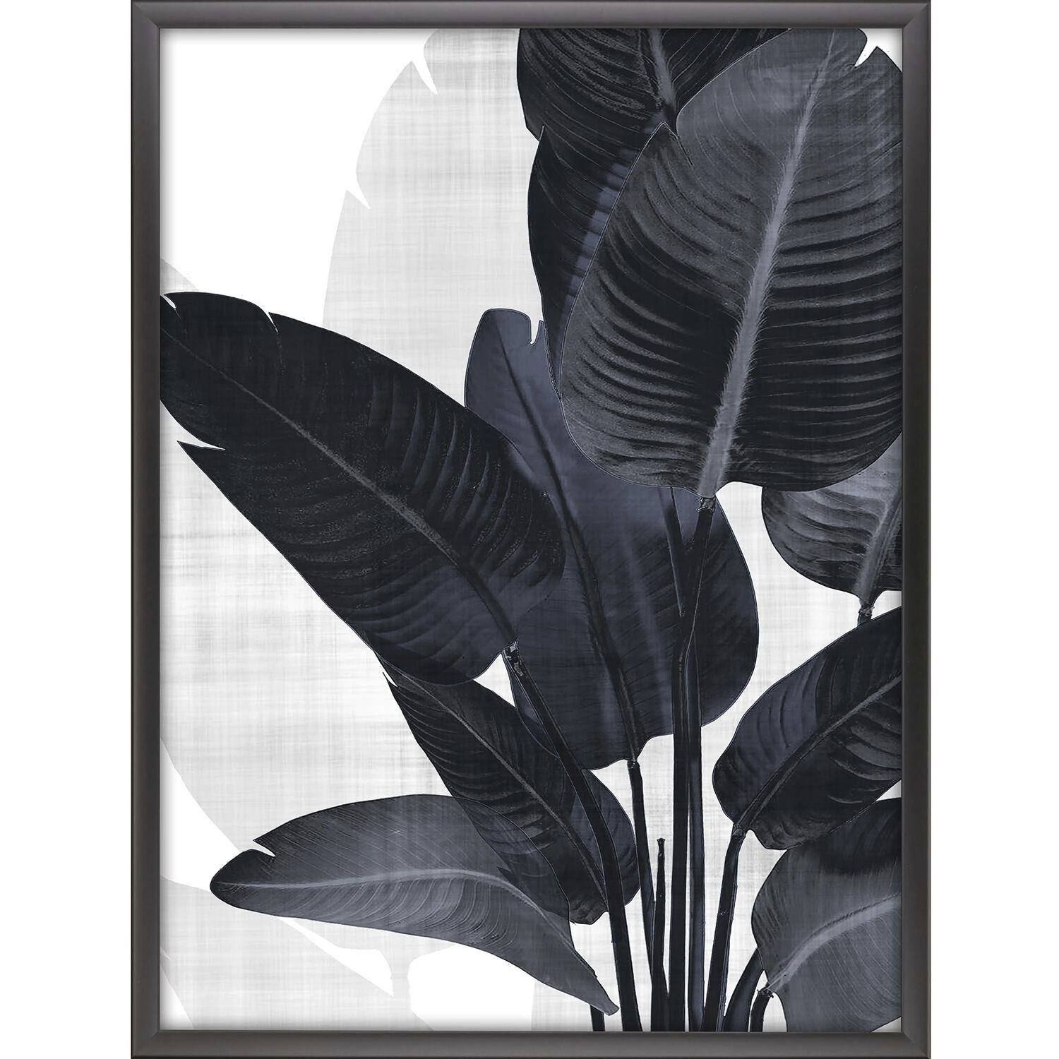 Palm Noir Blue and White Framed Art