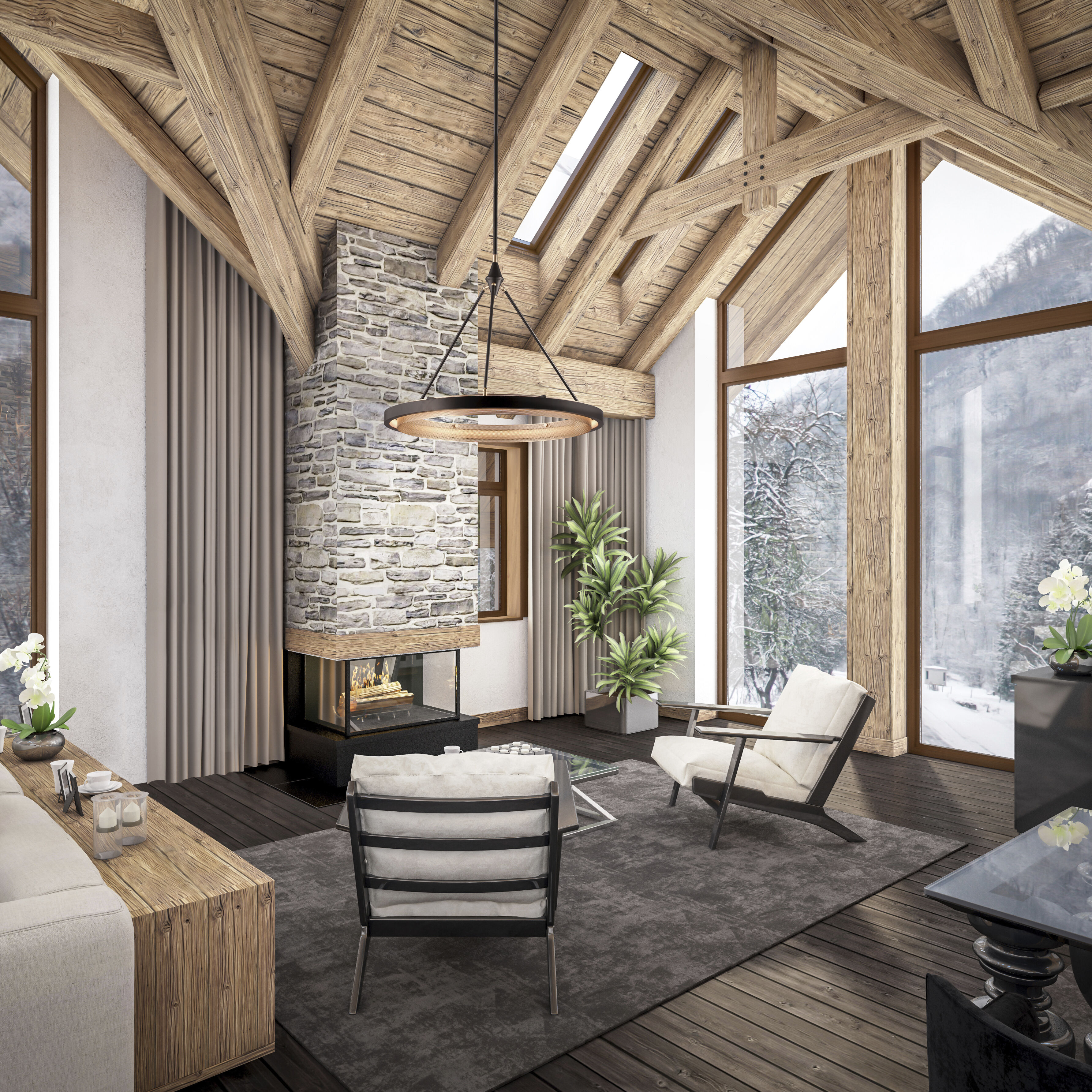 Duo Pendant Ceiling Light in Classic Black and Gold Shimmer