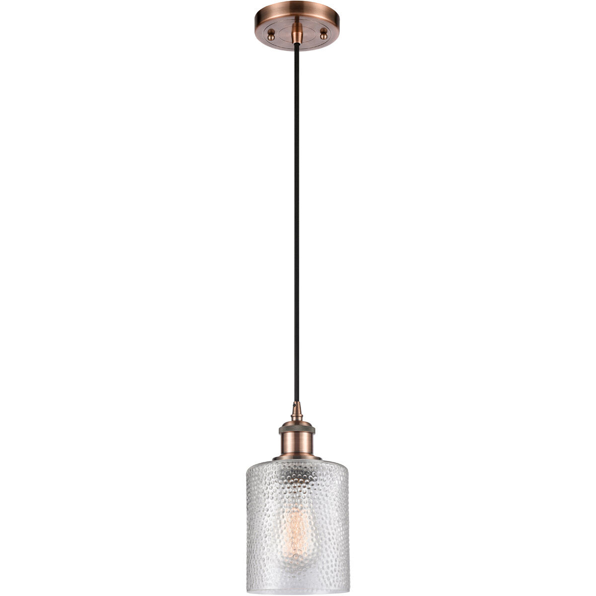 Ballston Cobbleskill LED 5 inch Antique Copper Mini Pendant Ceiling Light in Clear Glass, Ballston
