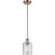 Ballston Cobbleskill LED 5 inch Antique Copper Mini Pendant Ceiling Light in Clear Glass, Ballston