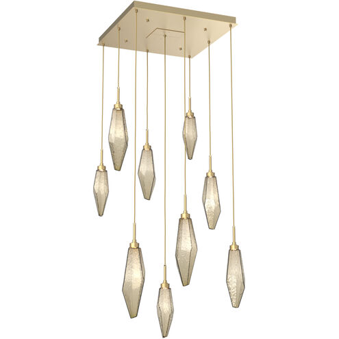Rock Crystal LED 26.1 inch Gilded Brass Chandelier Ceiling Light in Chilled Bronze, 2700K LED, Square Multi-Port