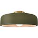 Radiance LED 13 inch Matte Green and Brushed Brass Semi Flush Ceiling Light