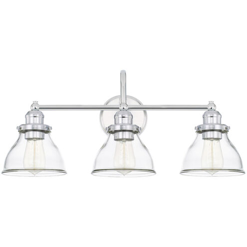 Baxter 3 Light 24 inch Chrome Vanity Light Wall Light in Clear