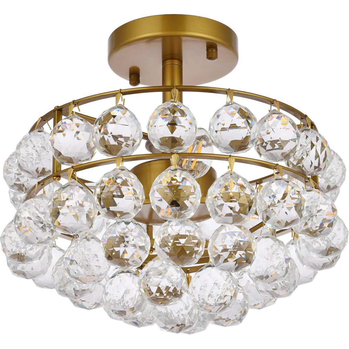 Savannah 3 Light 12 inch Brass Flush Mount Ceiling Light