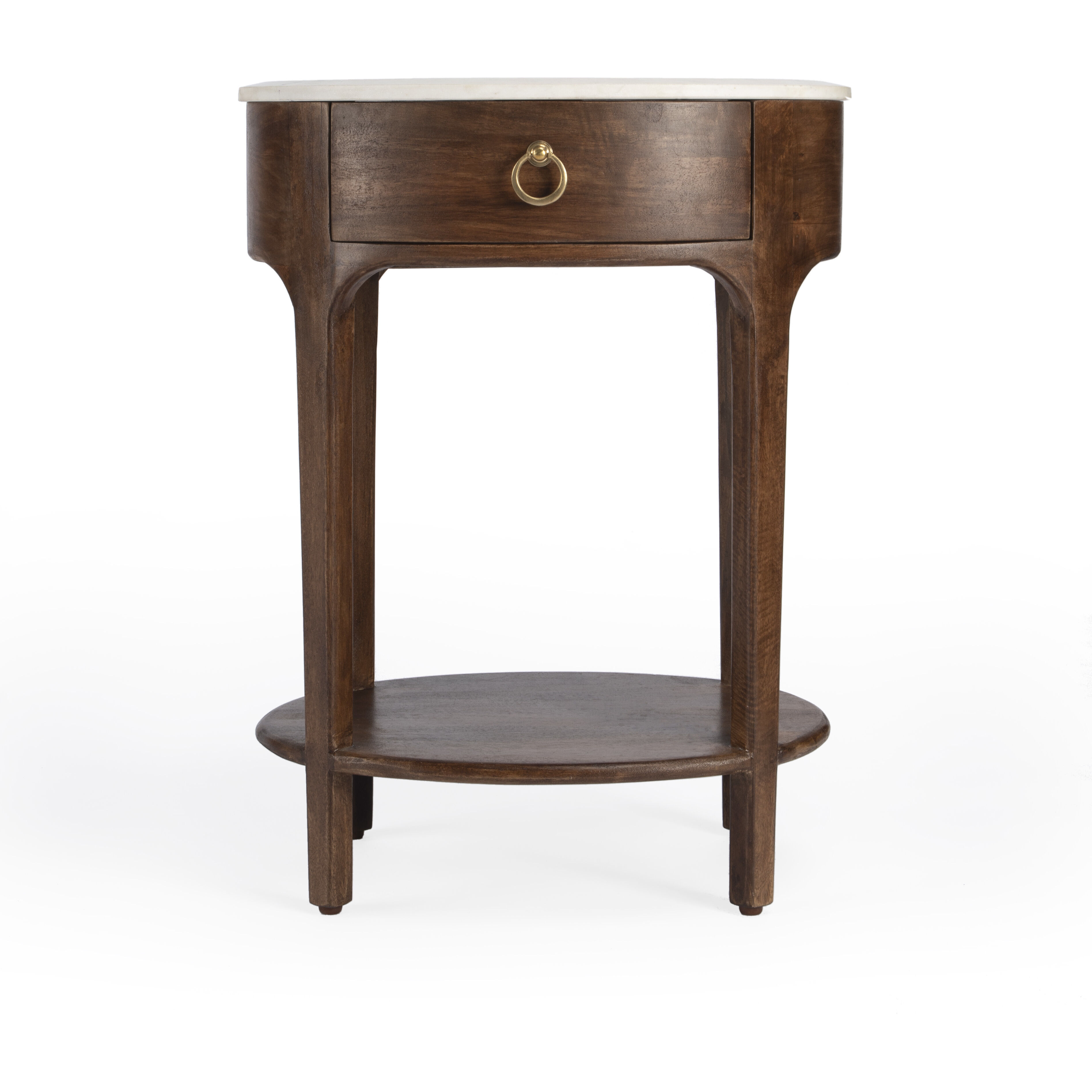 Ellen Marble Nightstand in Medium Brown