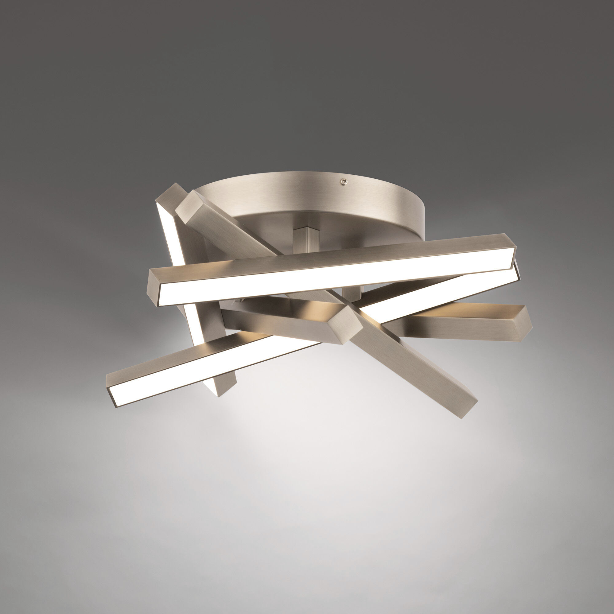 Parallax LED 15 inch Brushed Nickel Semi-Flush Mount Ceiling Light in 3500K, dweLED