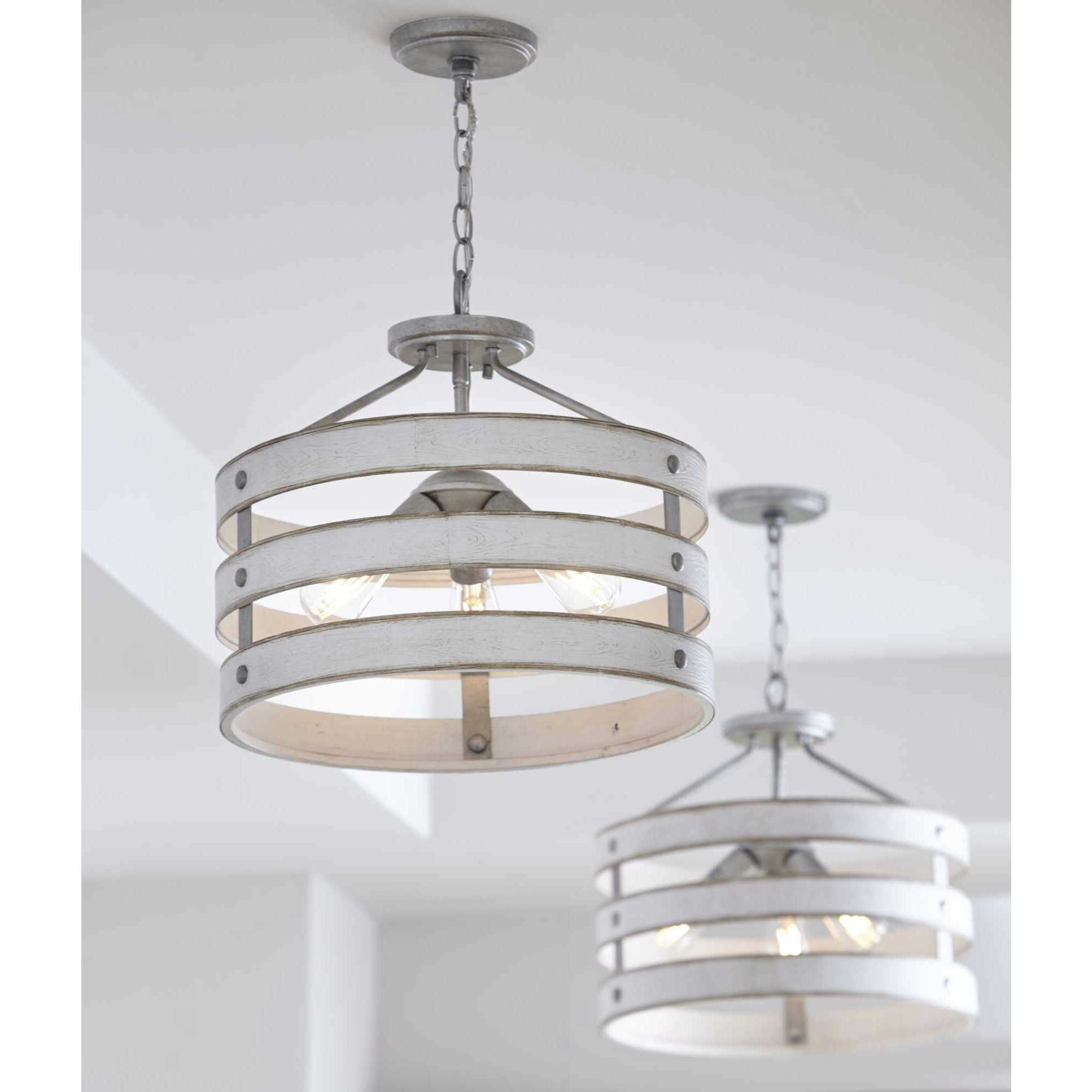 Gulliver 3 Light 17 inch Galvanized Semi-Flush Mount Convertible Ceiling Light
