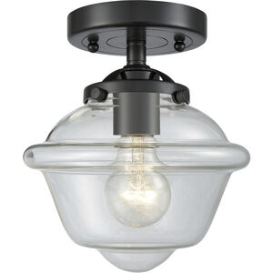 Nouveau Small Oxford LED 8 inch Oil Rubbed Bronze Semi-Flush Mount Ceiling Light in Clear Glass, Nouveau