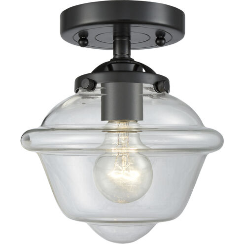 Nouveau Small Oxford LED 8 inch Oil Rubbed Bronze Semi-Flush Mount Ceiling Light in Clear Glass, Nouveau