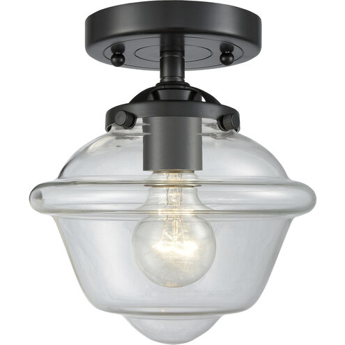Nouveau Small Oxford LED 7.5 inch Oil Rubbed Bronze Semi-Flush Mount Ceiling Light in Clear Glass, Nouveau