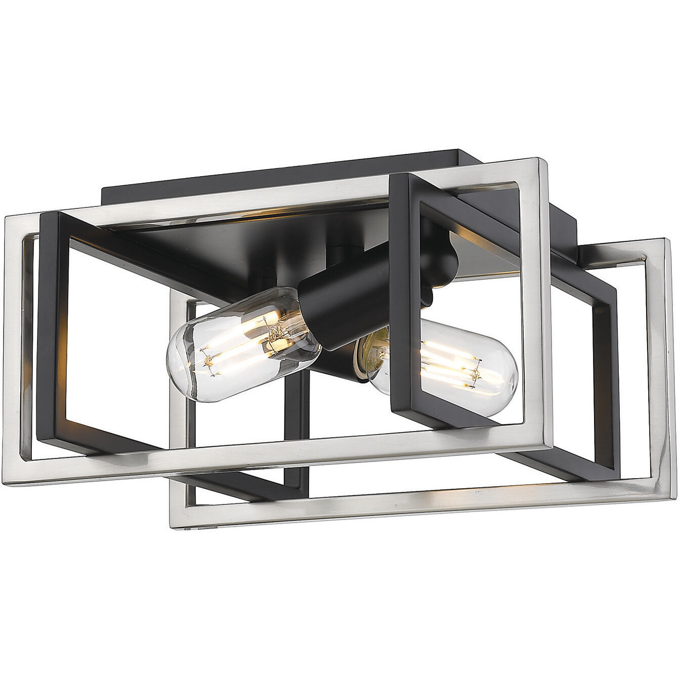 Tribeca 2 Light 11.5 inch Matte Black/Pewter Flush Mount Ceiling Light, Damp