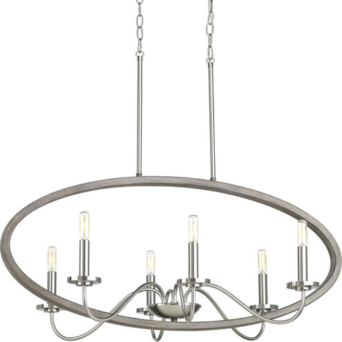 Fontayne 6 Light 36 inch Brushed Nickel Chandelier Ceiling Light, Design Series