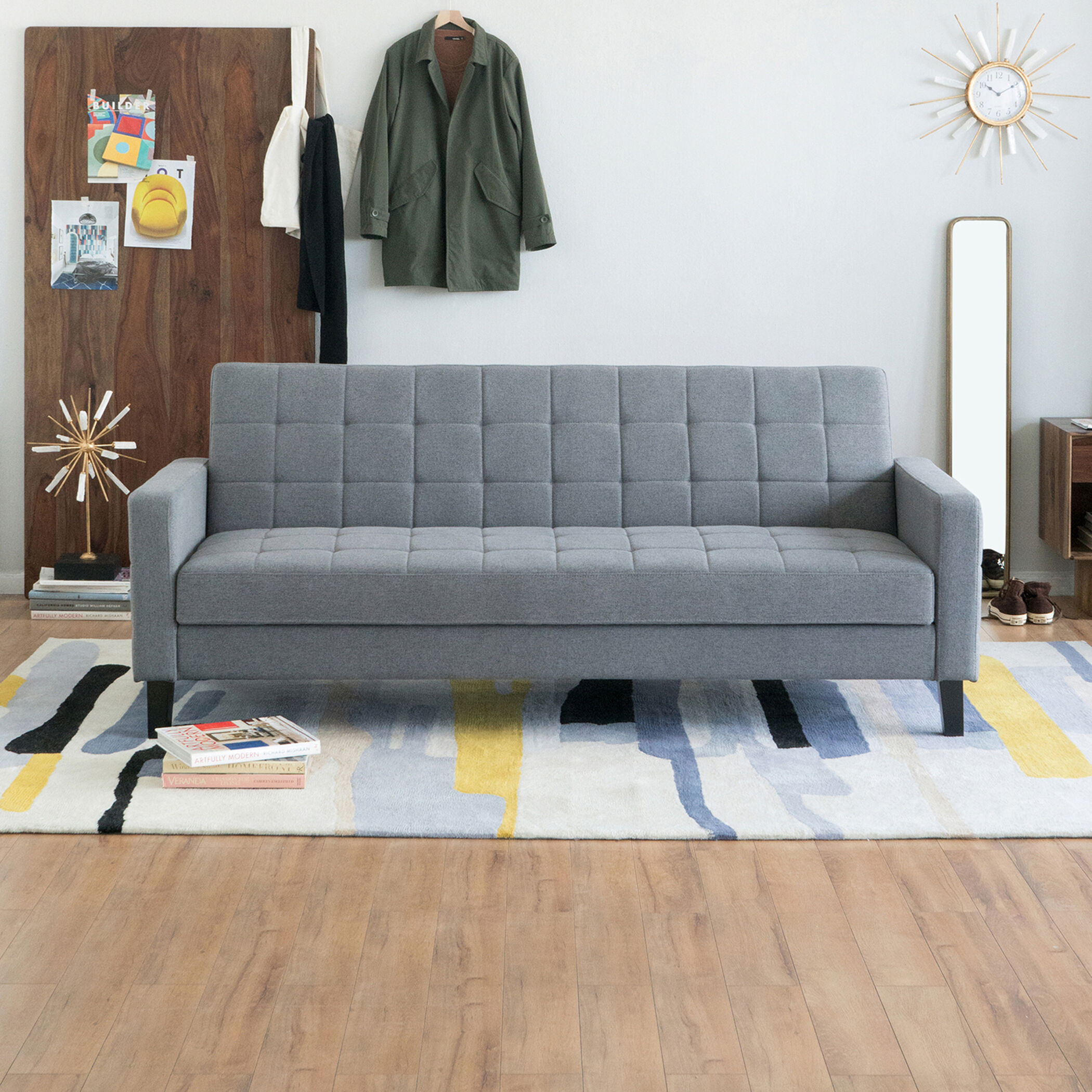 Small Biscuit Tufted Gray Sofa