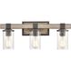 Annenberg 3 Light 22 inch Anvil Iron with Distressed Antiqued Gray Vanity Light Wall Light