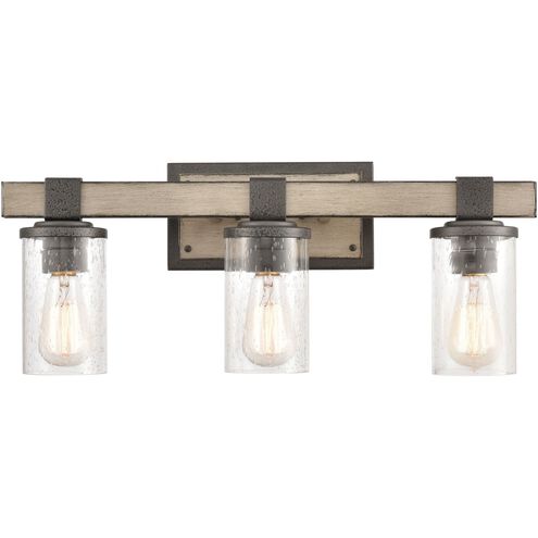 Annenberg 3 Light 22 inch Anvil Iron with Distressed Antiqued Gray Vanity Light Wall Light