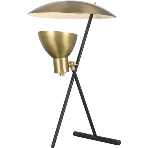 Wyman Square 19 inch 40 watt Satin Gold with Matte Black Desk Lamp Portable Light